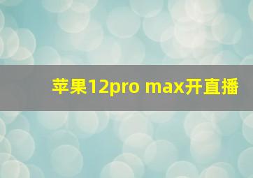 苹果12pro max开直播